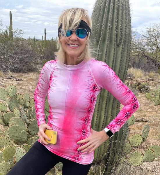 Pink "Cactus T-Shirt" UPF 50+ Sun Protective, Versatile, Shop / Hike / Dine