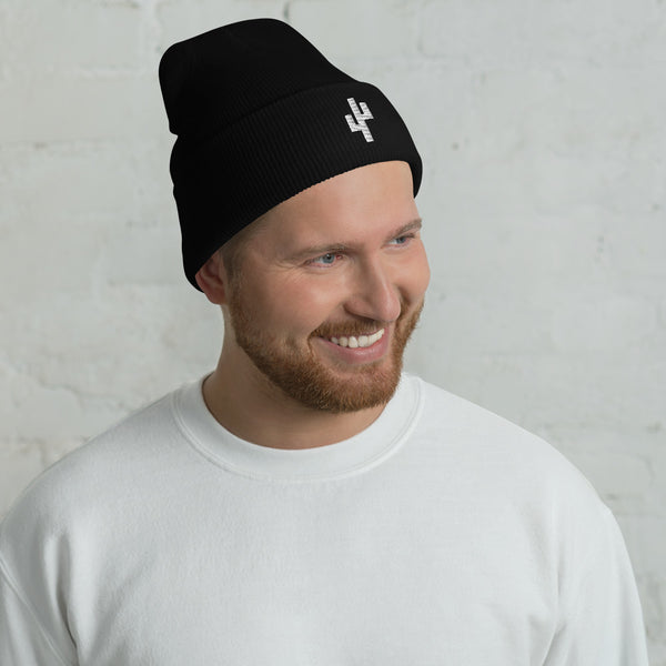 Cuffed Beanie With Modern Saguaro