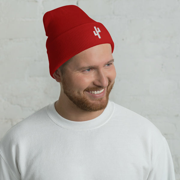 Cuffed Beanie With Modern Saguaro