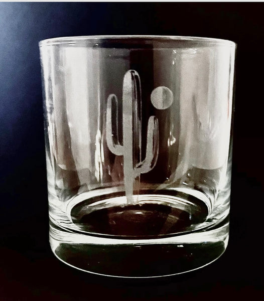Engraved Saguaro Moon Cocktail Glass - Set of 12 Glasses - Special Order