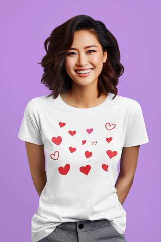 Cutie Emoji Hearts Design - Women's Short Sleeve T-shirt - White
