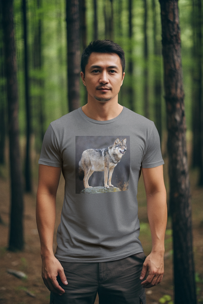Mexican Gray Wolf Men's Cotton Tshirt - Proceeds Donated - Wildlife in Arizona